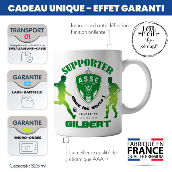 Mug AS Saint Etienne Foot Ligue 1 à personnaliser avec prénom et numéro