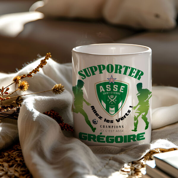 Mug AS Saint Etienne Foot Ligue 1 à personnaliser avec prénom et numéro